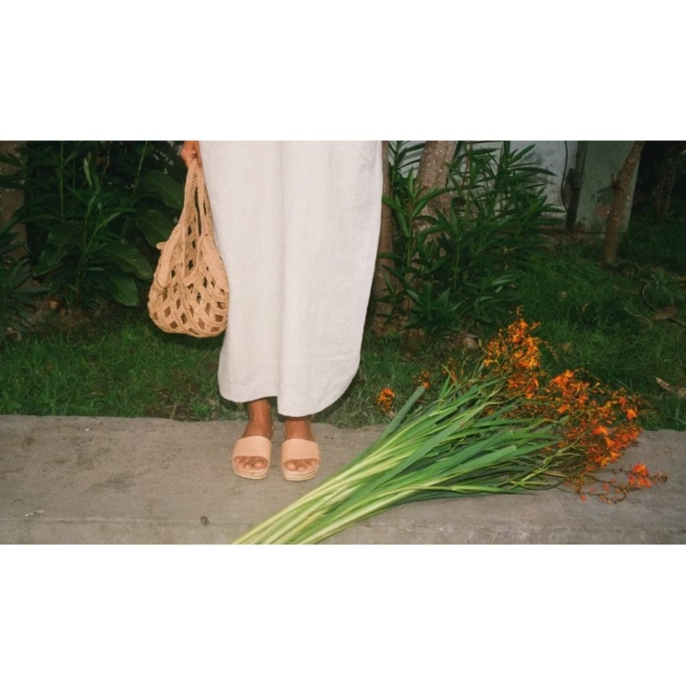 No.6 x Lauren Manoogian Tan Leather Wood Slide Clog Sandals Size 41